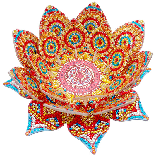 Orange Lotus Candlestick DIY Diamond Art Desk Ornaments for Adults Bedroom Decor