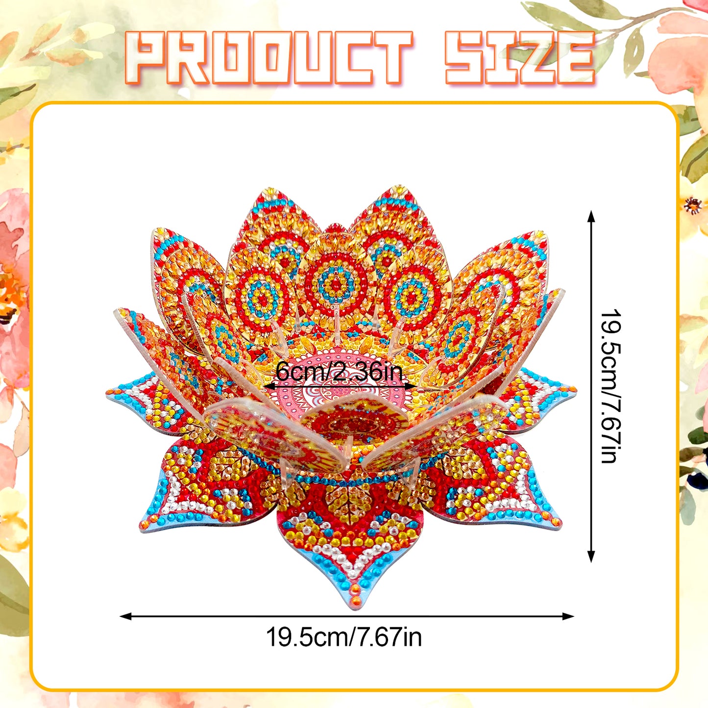 Orange Lotus Candlestick DIY Diamond Art Desk Ornaments for Adults Bedroom Decor