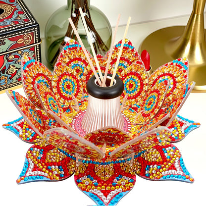 Orange Lotus Candlestick DIY Diamond Art Desk Ornaments for Adults Bedroom Decor