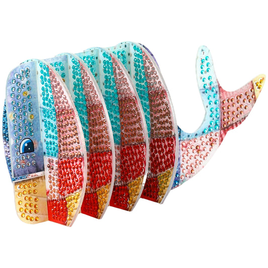 Whale 5D DIY Animal Pattern Diamond Painting Coasters Kits with Holder for Home
