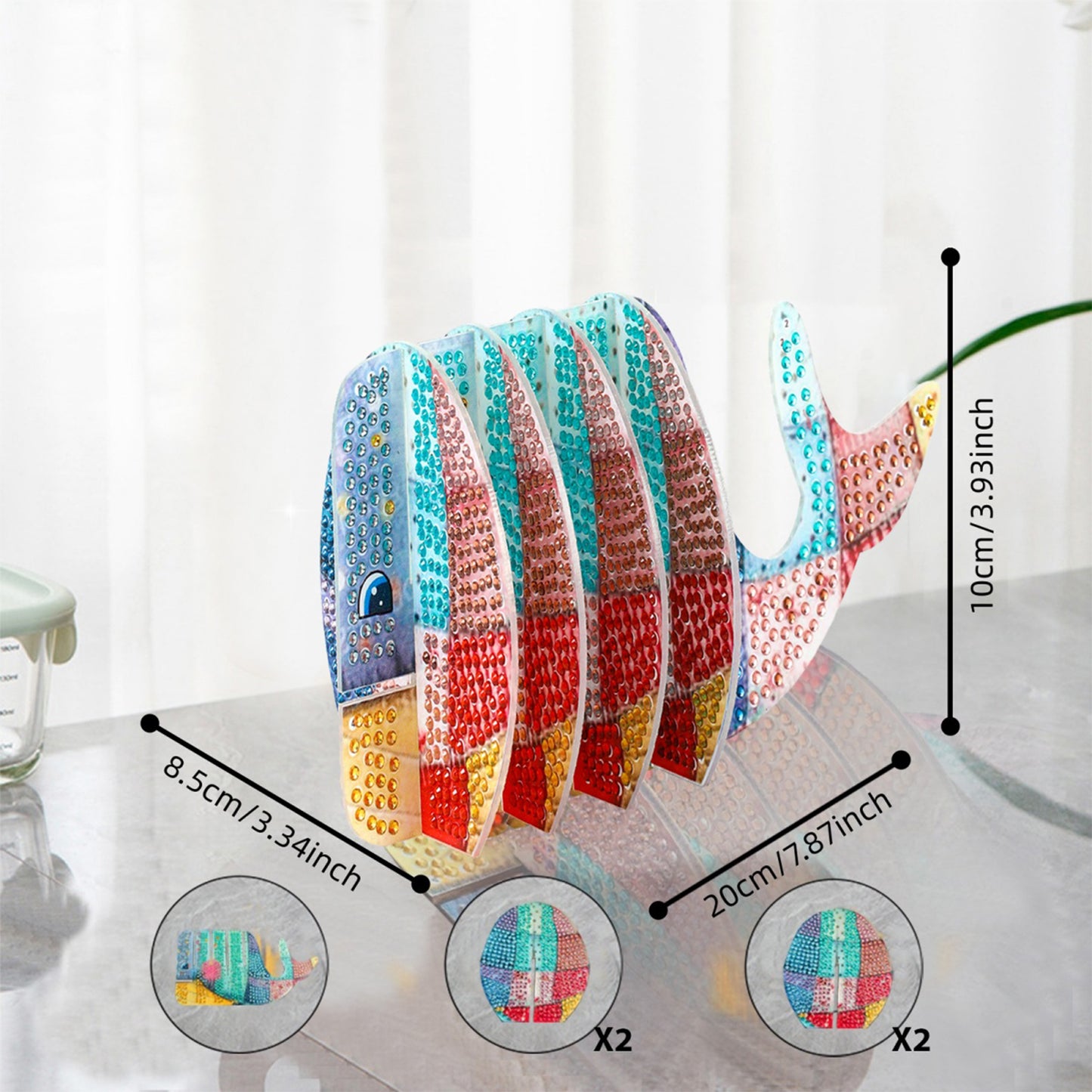 Whale 5D DIY Animal Pattern Diamond Painting Coasters Kits with Holder for Home