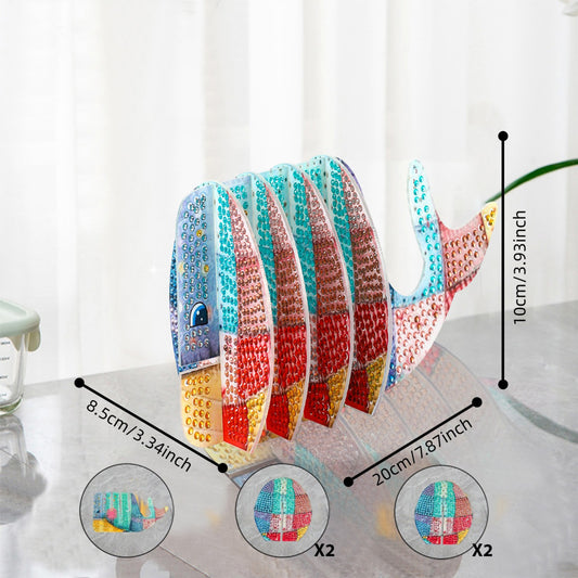 Whale 5D DIY Animal Pattern Diamond Painting Coasters Kits with Holder for Home