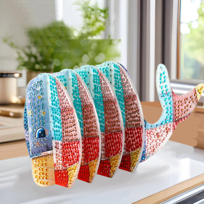 Whale 5D DIY Animal Pattern Diamond Painting Coasters Kits with Holder for Home