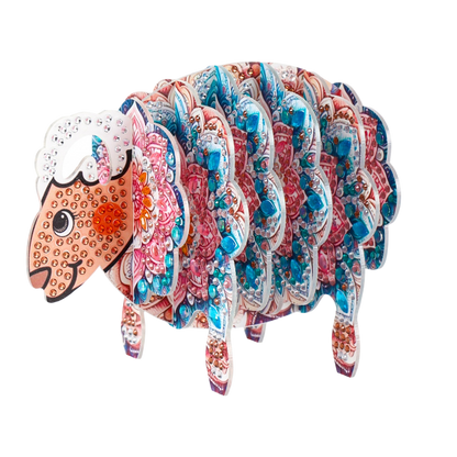 Goat 5D DIY Animal Pattern Diamond Painting Coasters Kits with Holder for Home