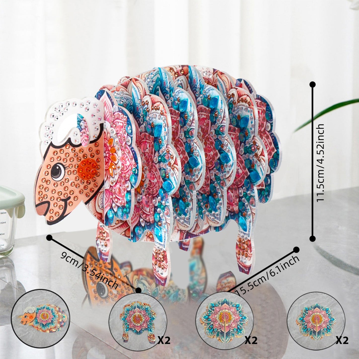 Goat 5D DIY Animal Pattern Diamond Painting Coasters Kits with Holder for Home