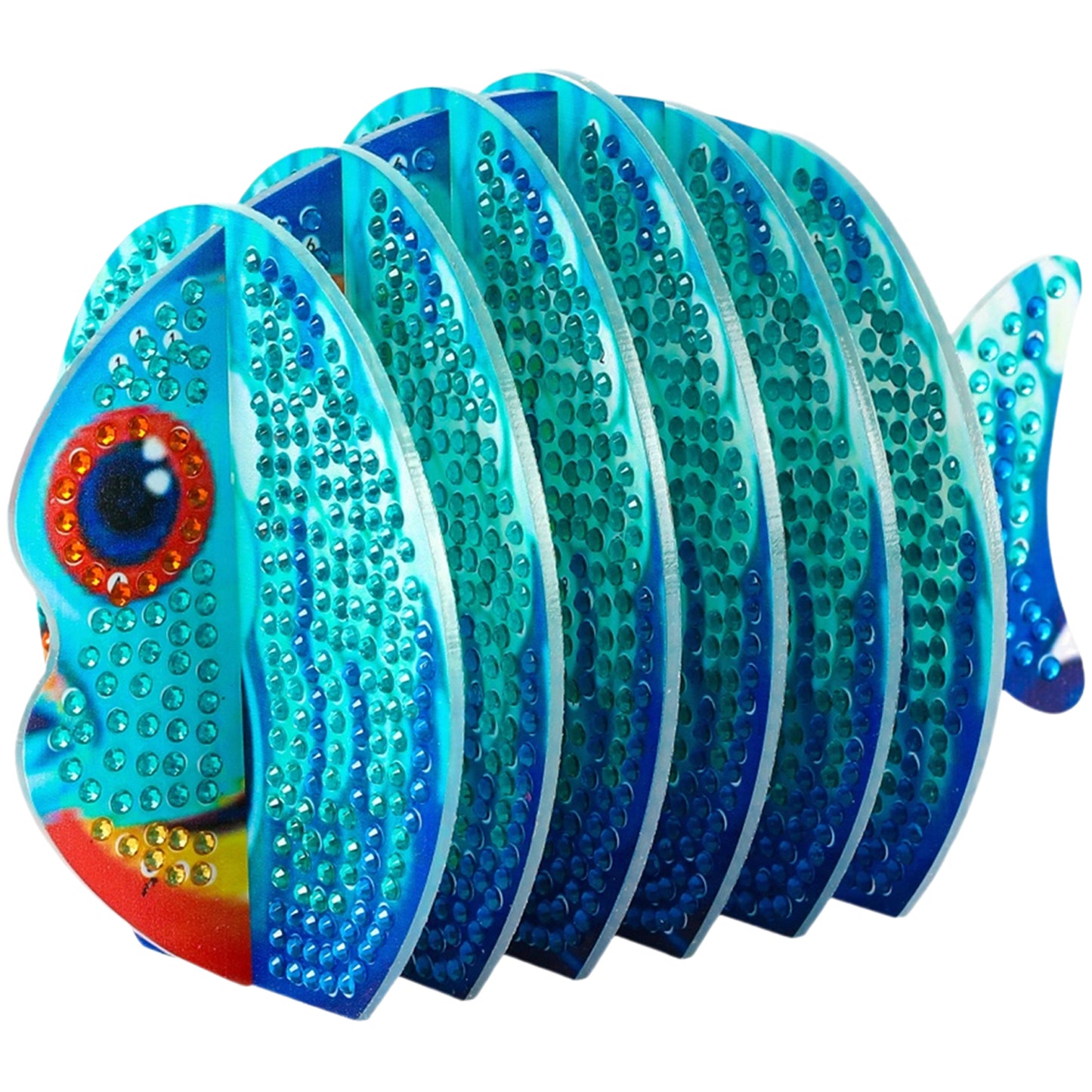 Red Fish 5D DIY Animal Pattern Diamond Painting Coasters Kits with Holder Home