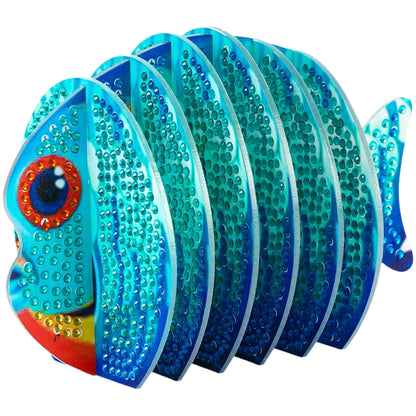 Red Fish 5D DIY Animal Pattern Diamond Painting Coasters Kits with Holder Home