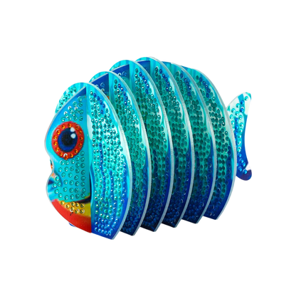 Red Fish 5D DIY Animal Pattern Diamond Painting Coasters Kits with Holder Home