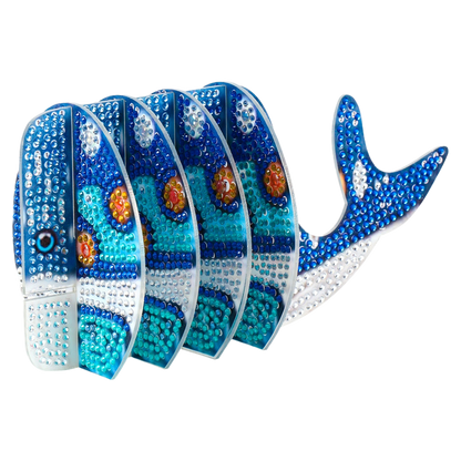 Whale 5D DIY Animal Pattern Diamond Painting Coasters Kits with Holder for Home