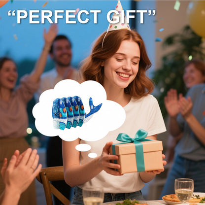 Whale 5D DIY Animal Pattern Diamond Painting Coasters Kits with Holder for Home