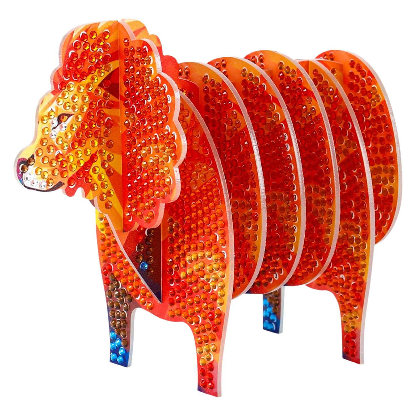 Lion 5D DIY Animal Pattern Diamond Painting Coasters Kits with Holder for Home