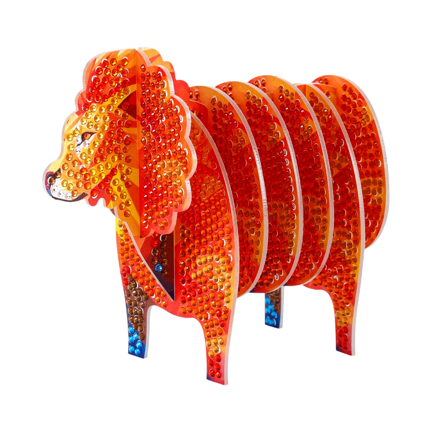 Lion 5D DIY Animal Pattern Diamond Painting Coasters Kits with Holder for Home