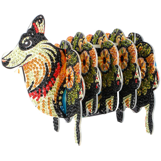 Wolf 5D DIY Animal Pattern Diamond Painting Coasters Kits with Holder for Home