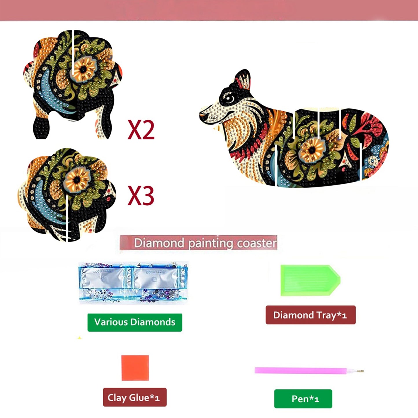 Wolf 5D DIY Animal Pattern Diamond Painting Coasters Kits with Holder for Home