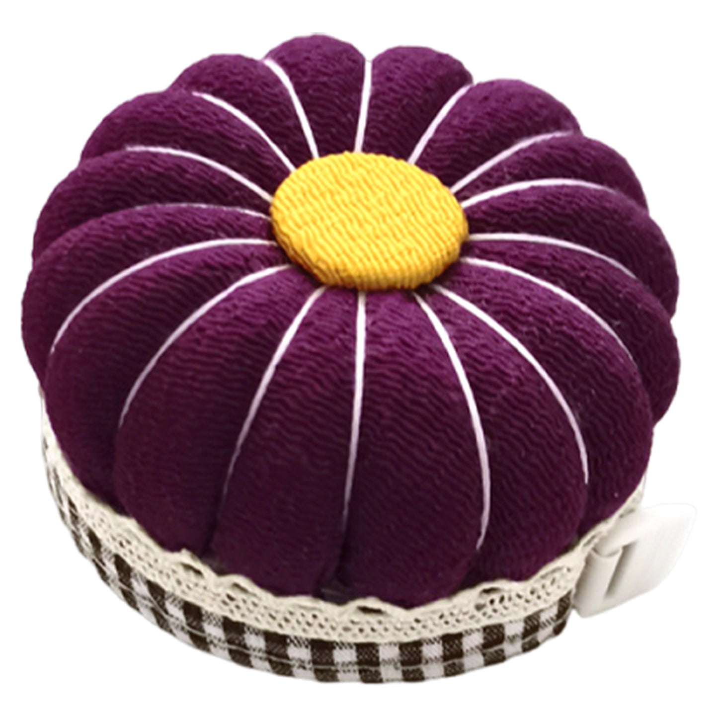Needlework Pin Insert Cushion with Measuring Tape Pumpkin Needle Holder (Purple)