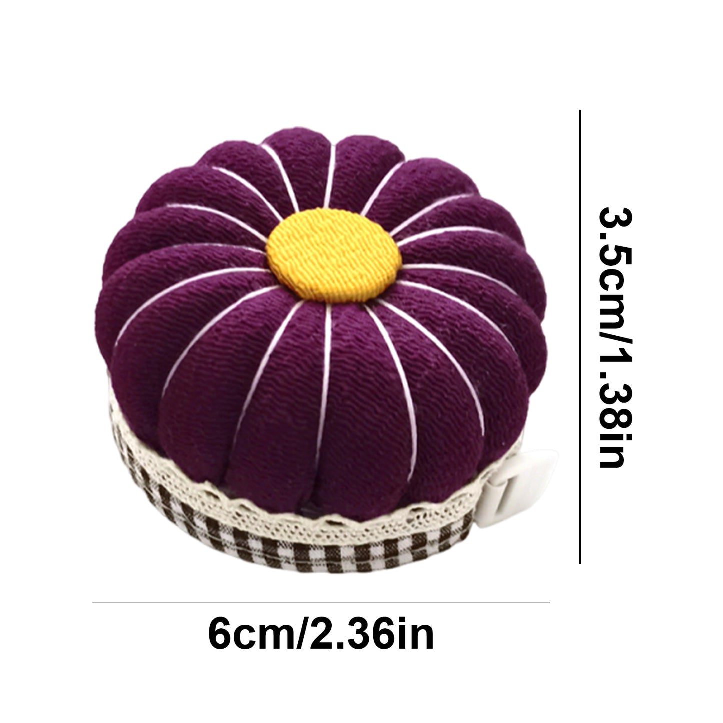 Needlework Pin Insert Cushion with Measuring Tape Pumpkin Needle Holder (Purple)