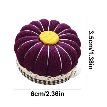 Needlework Pin Insert Cushion with Measuring Tape Pumpkin Needle Holder (Purple)
