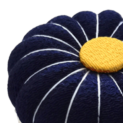 Needlework Pin Insert Cushion w/Measuring Tape Pumpkin Needle Holder (Dark Blue)