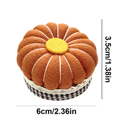 Needlework Pin Insert Cushion with Measuring Tape Pumpkin Needle Holder (Orange)