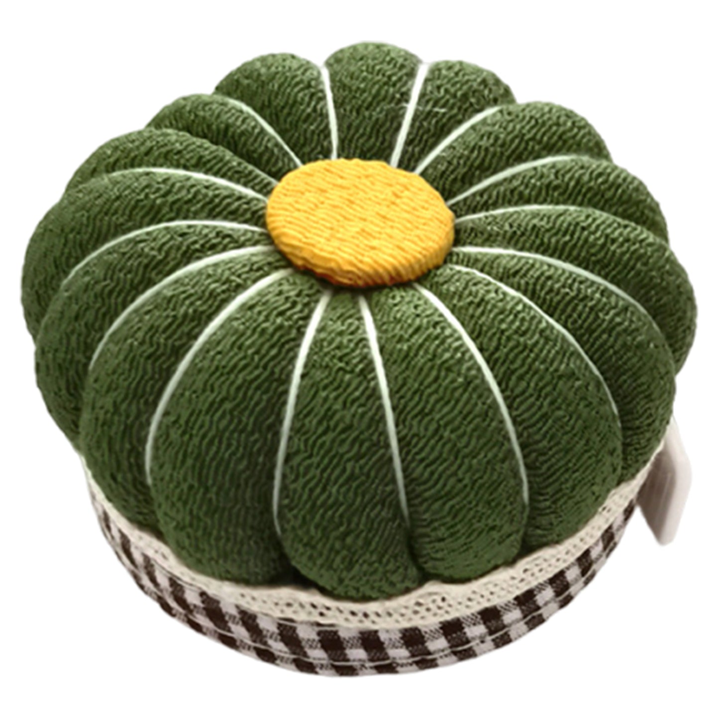 Needlework Pin Insert Cushion with Measuring Tape Pumpkin Needle Holder (Green)