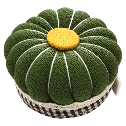 Needlework Pin Insert Cushion with Measuring Tape Pumpkin Needle Holder (Green)