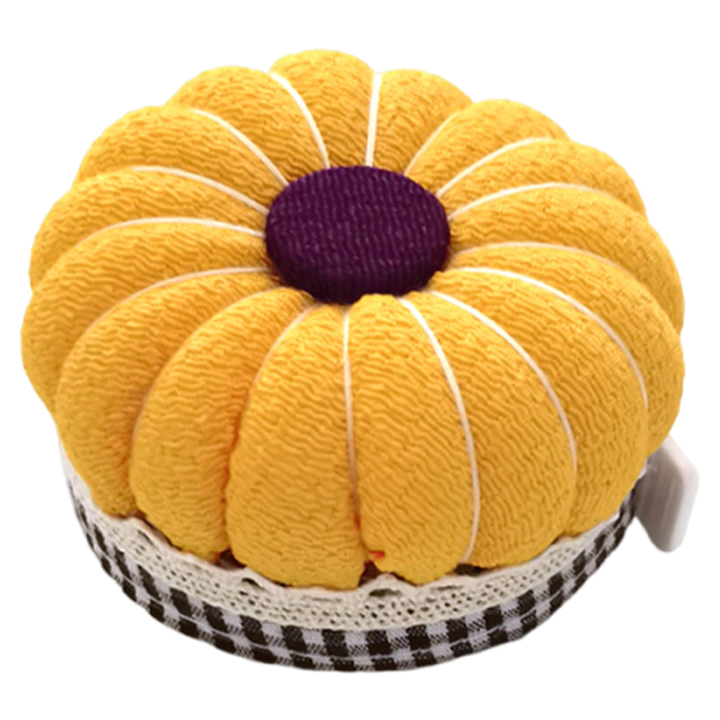 Needlework Pin Insert Cushion with Measuring Tape Pumpkin Needle Holder (Yellow)