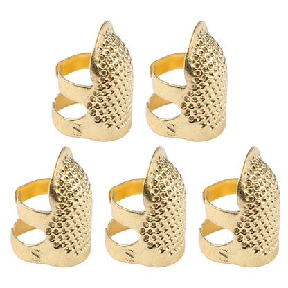 5Pcs Cross-Stitch Tools Retro Adjustable Thimble Hand Sewing Thimble (Gold S)