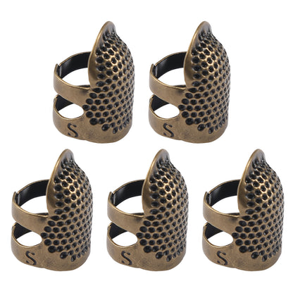 5Pcs Cross-Stitch Tools Retro Adjustable Thimble Hand Sewing Thimble (Bronze S)