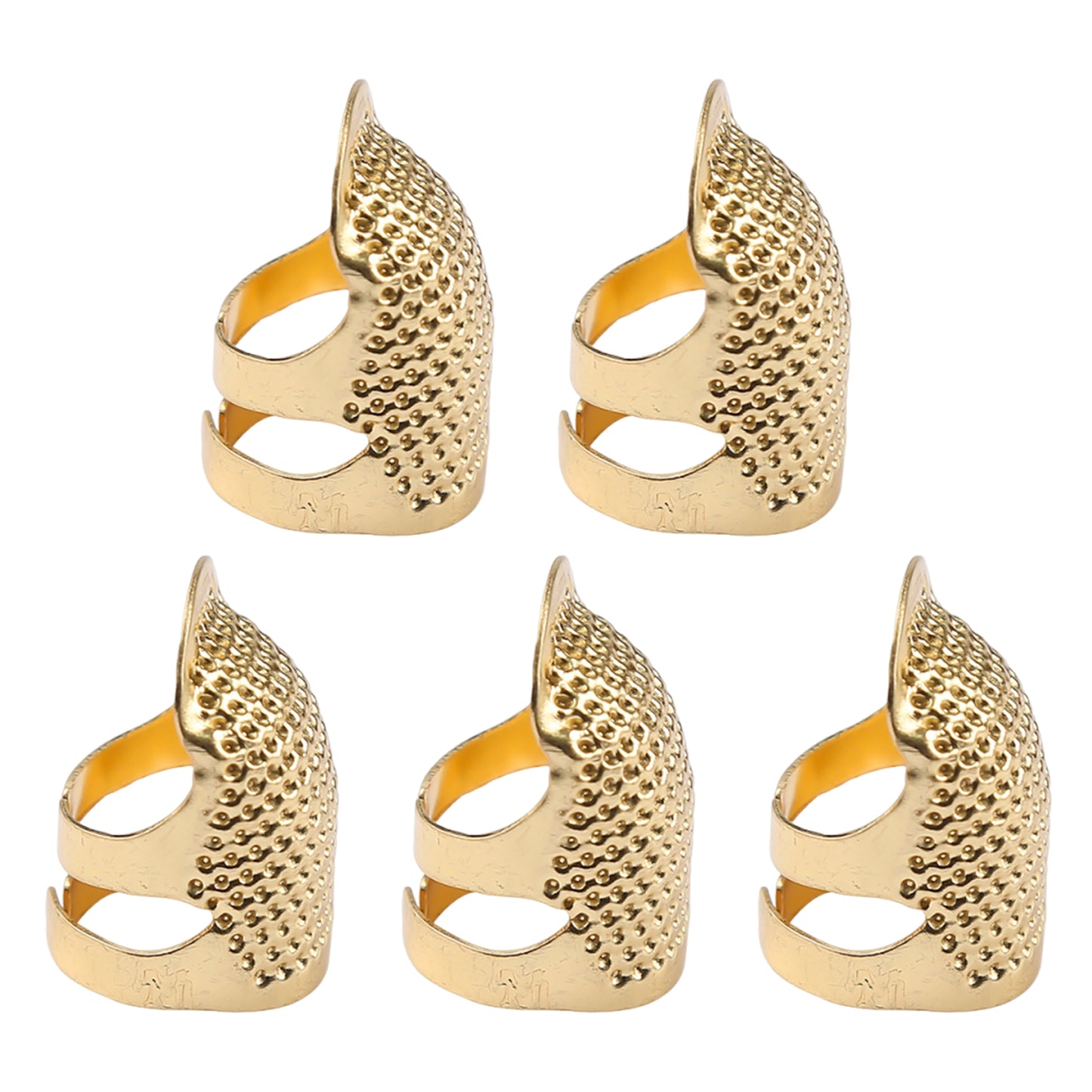 5Pcs Cross-Stitch Tools Retro Adjustable Thimble Hand Sewing Thimble (Gold M)