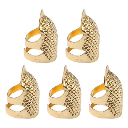 5Pcs Cross-Stitch Tools Retro Adjustable Thimble Hand Sewing Thimble (Gold M)