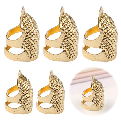 5Pcs Cross-Stitch Tools Retro Adjustable Thimble Hand Sewing Thimble (Gold M)