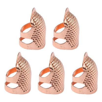 5Pcs Cross-Stitch Tools Retro Adjustable Thimble Hand Sewing Ring (Rose Gold M)