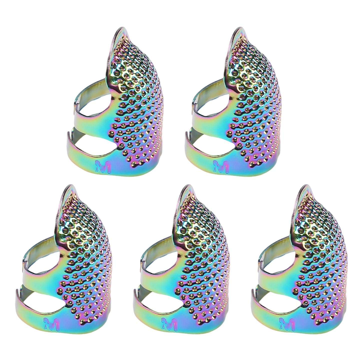 5Pcs Cross-Stitch Tools Retro Adjustable Thimble Sewing Ring (Vibrant Colors M)