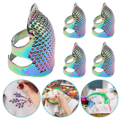 5Pcs Cross-Stitch Tools Retro Adjustable Thimble Sewing Ring (Vibrant Colors M)