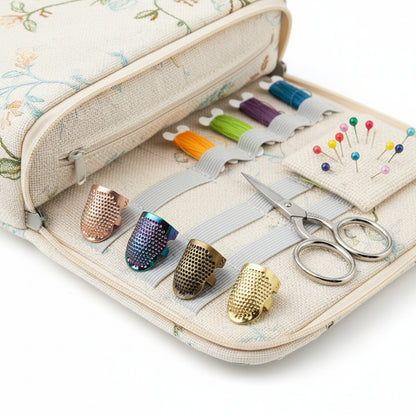 4Pcs Cross-Stitch Tools Retro Adjustable Thimble Hand Sewing Ring (Colored S)