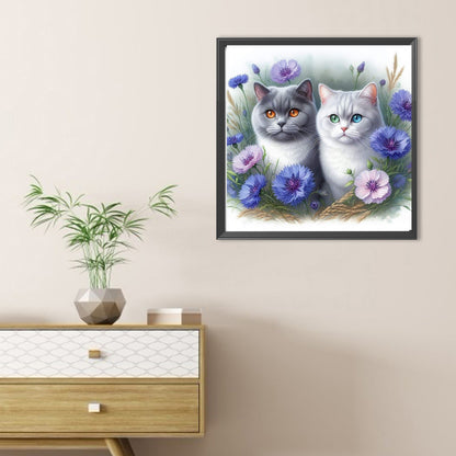 Cat And Morning Glory - Full Round Drill Diamond Painting 30*30CM