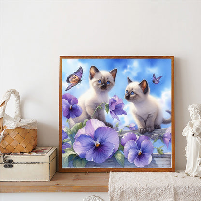 Two Cats - Full Round Drill Diamond Painting 30*30CM