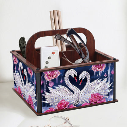 DIY Rose Swan Wooden Diamond Painting Handheld Storage Box Kit Tabletop Decor
