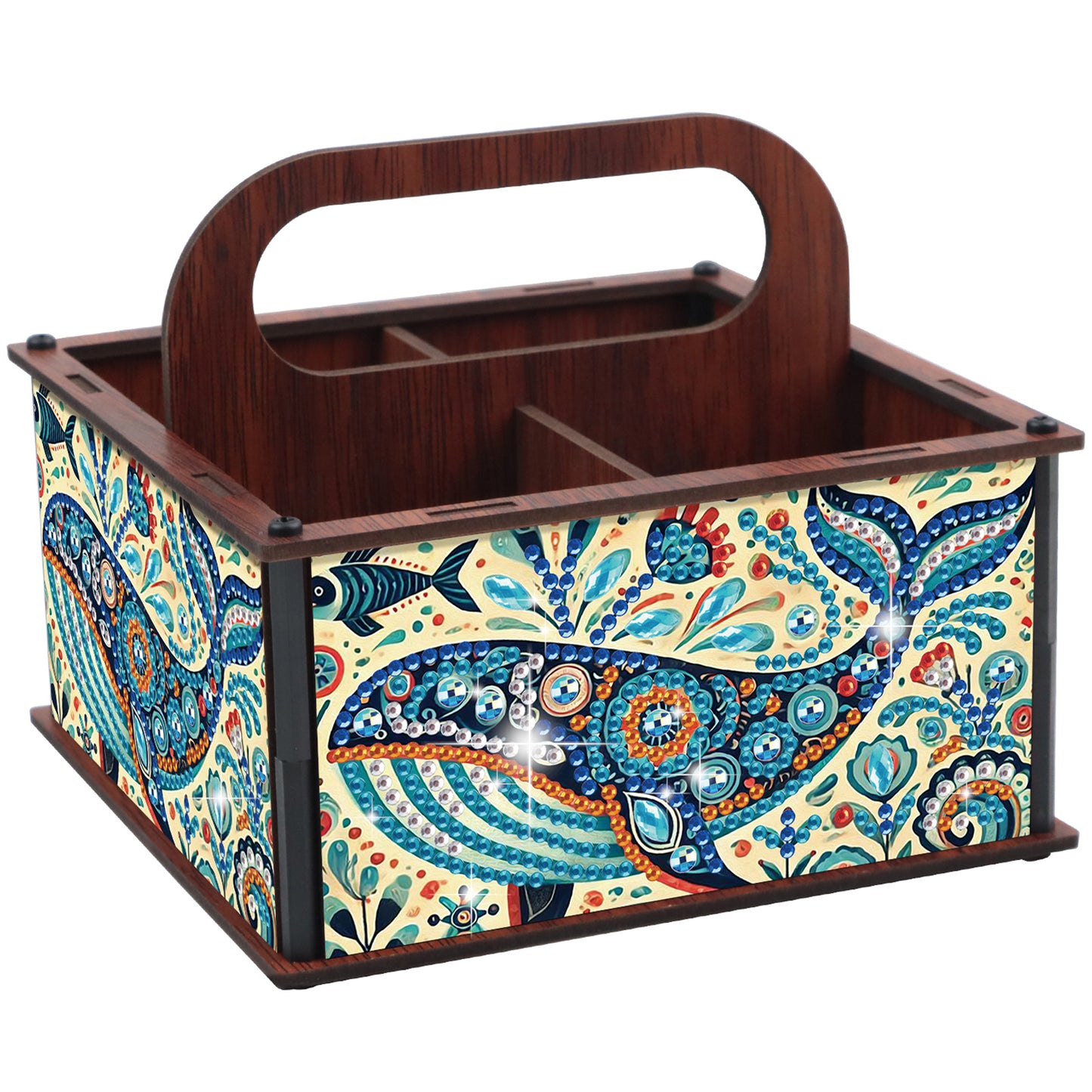 DIY Dolphin Wooden Diamond Painting Handheld Storage Box Kit Tabletop Art Decor
