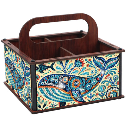 DIY Dolphin Wooden Diamond Painting Handheld Storage Box Kit Tabletop Art Decor