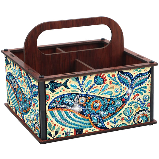 DIY Dolphin Wooden Diamond Painting Handheld Storage Box Kit Tabletop Art Decor