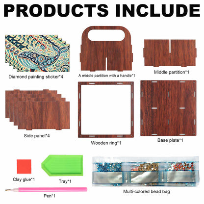 DIY Dolphin Wooden Diamond Painting Handheld Storage Box Kit Tabletop Art Decor