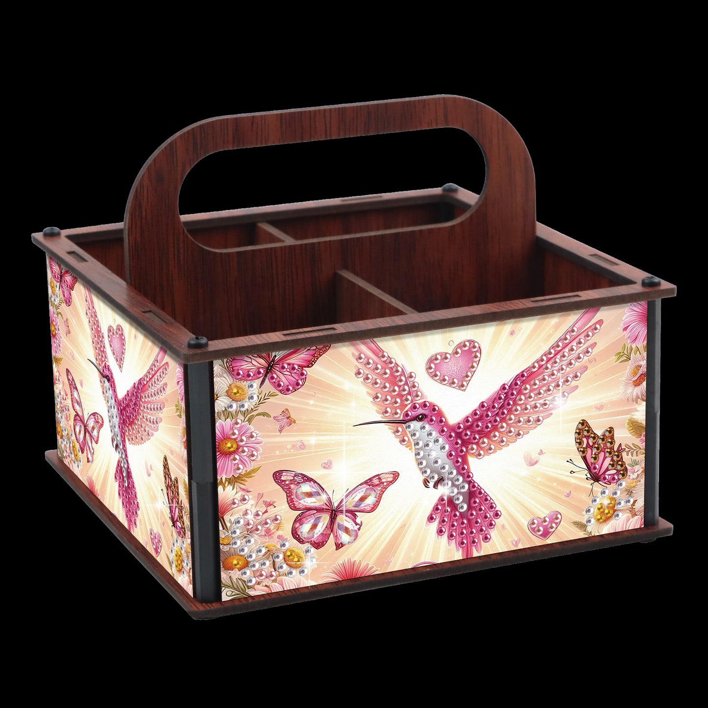 DIY Hummingbird Wooden Diamond Painting Handheld Storage Box Kit Tabletop Decor