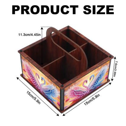 DIY Pink Blue Swan Wooden Diamond Painting Handheld Storage Box Kit Home Decor
