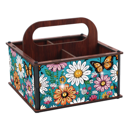 DIY Flower Butterfly Wooden Diamond Painting Handheld Storage Box Kit Home Decor