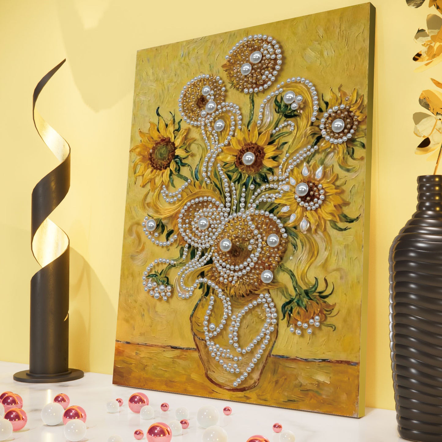 Sunflower - DIY Pearl Gem Art Diamond Painting Kits With Framefor Home Decor -30x40cm