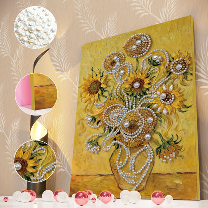 Sunflower - DIY Pearl Gem Art Diamond Painting Kits With Framefor Home Decor -30x40cm