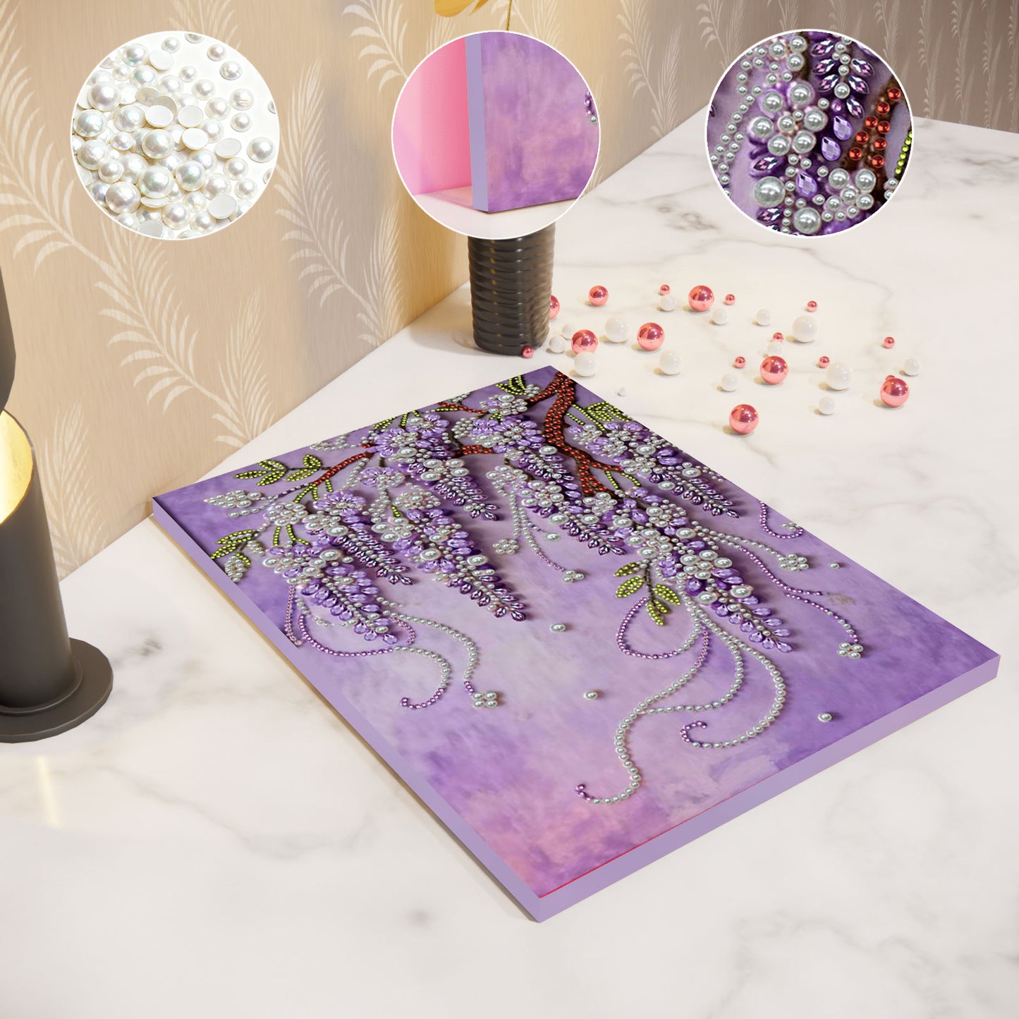 Violet - DIY Pearl Gem Art Diamond Painting Kits With Framefor Home Decor -30x40cm