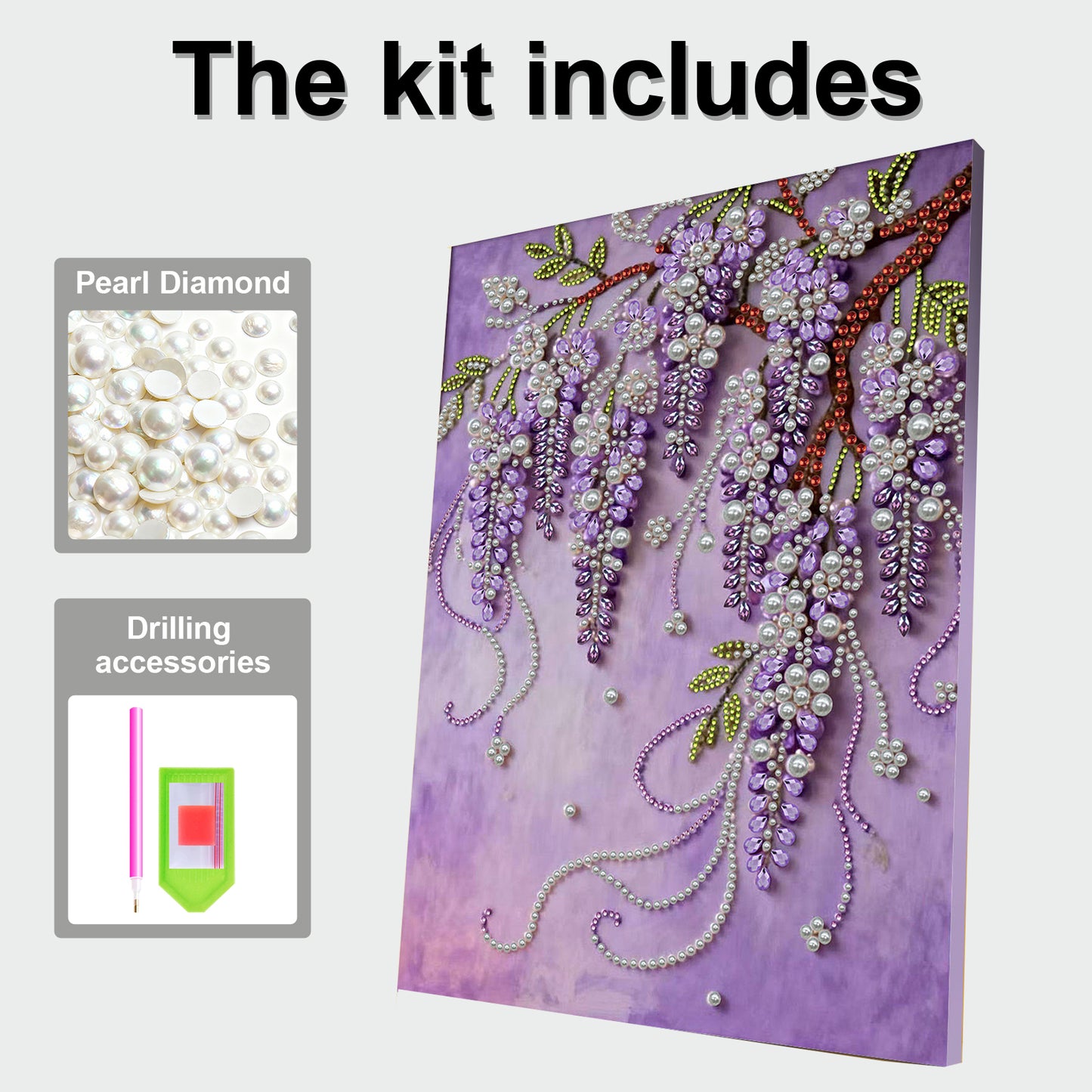 Violet - DIY Pearl Gem Art Diamond Painting Kits With Framefor Home Decor -30x40cm