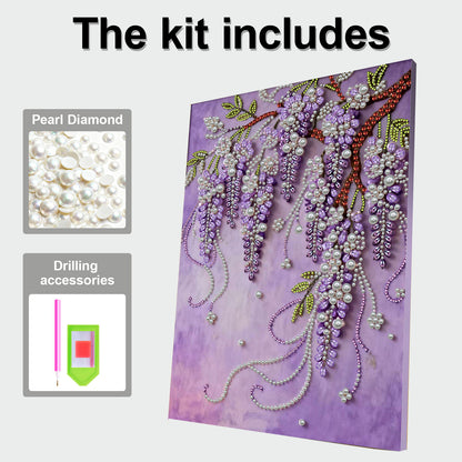 Violet - DIY Pearl Gem Art Diamond Painting Kits With Framefor Home Decor -30x40cm